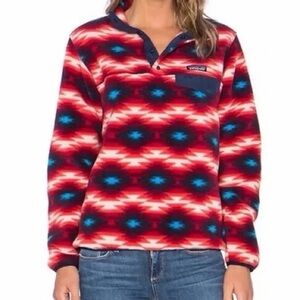Patagonia synchilla women red blue Aztec print size medium